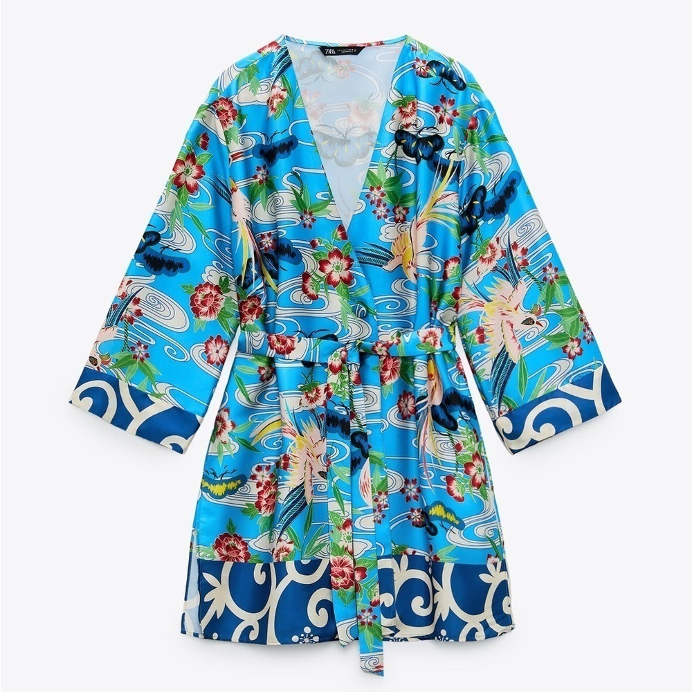 Zara belted printed kaftan wrap top - Picture 4 of 8